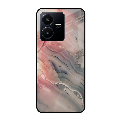 Pink And Grey Marble Glossy Case For Vivo Y22