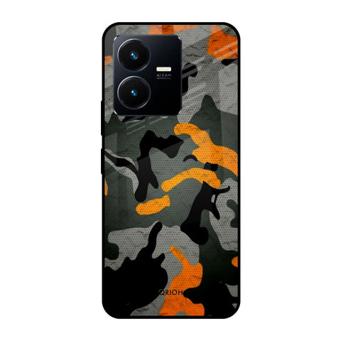 Camouflage Orange Glossy Case For Vivo Y22