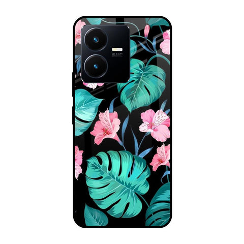 Tropical Leaves & Pink Flowers Glossy case for Vivo Y22