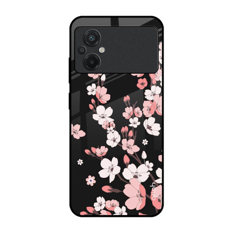 Black Cherry Blossom Glossy Case for Poco M5