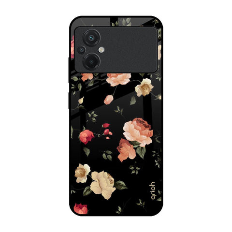 Black Spring Floral Glossy Case for Poco M5