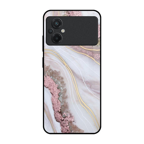 Pink & Gold Gllitter Marble Glossy Case for Poco M5