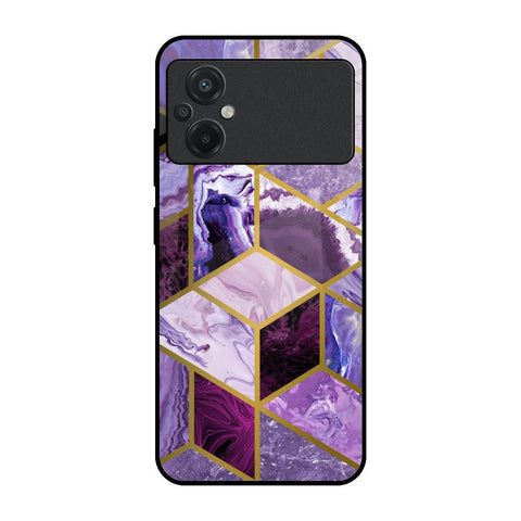Purple Rhombus Marble Glossy Case for Poco M5
