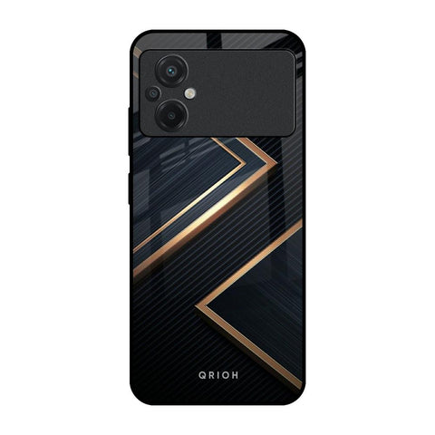 Sleek Golden & Navy Glossy Case for Poco M5