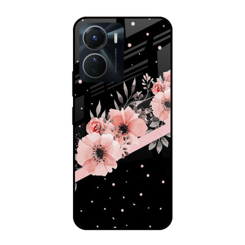 Floral Black Band Glossy Case For Vivo Y16