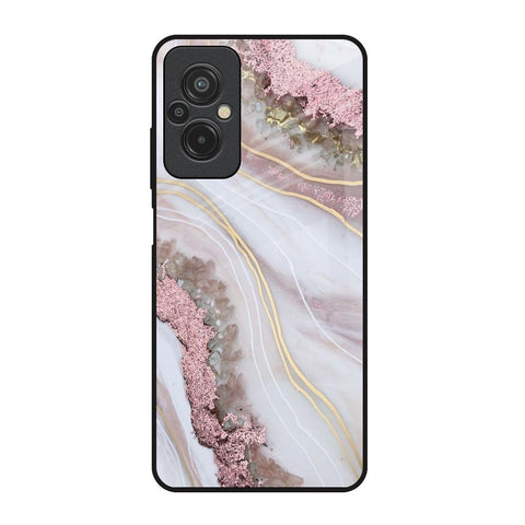 Pink & Gold Gllitter Marble Glossy Case for Redmi 11 Prime