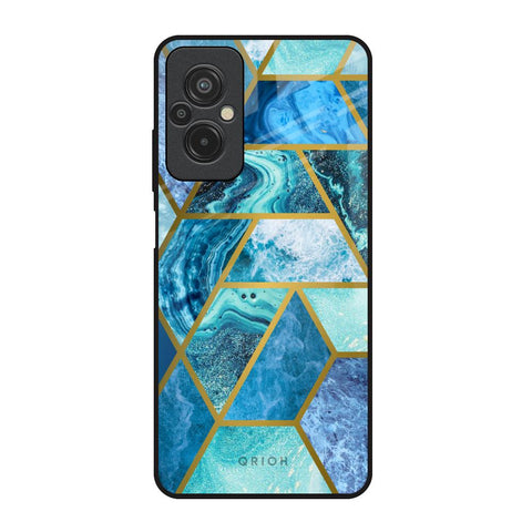 Turquoise Geometrical Marble Glossy Case for Redmi 11 Prime