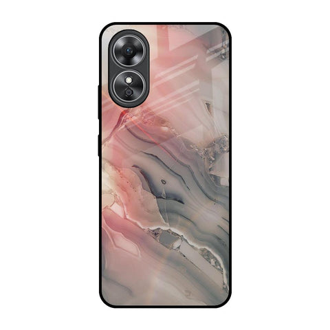 Pink And Grey Marble Glossy Case For OPPO A17