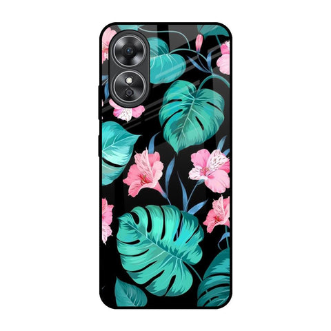 Tropical Leaves & Pink Flowers Glossy Case for OPPO A17