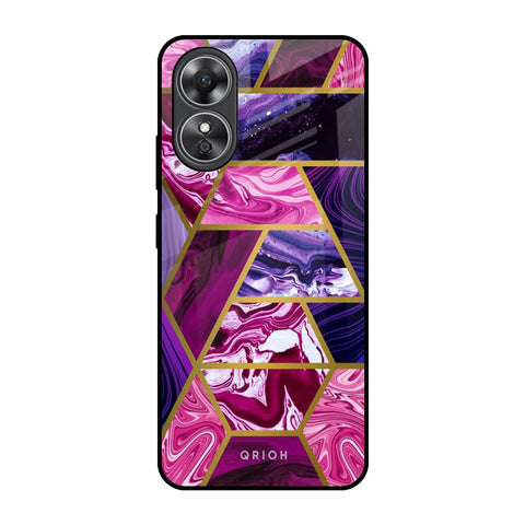 Electroplated Geometric Marble Glossy Case for OPPO A17