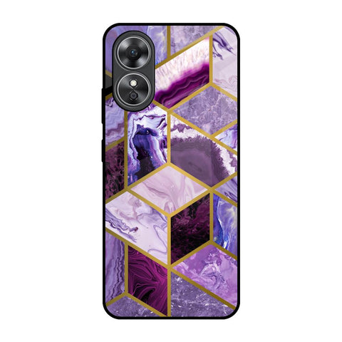Purple Rhombus Marble Glossy Case for OPPO A17