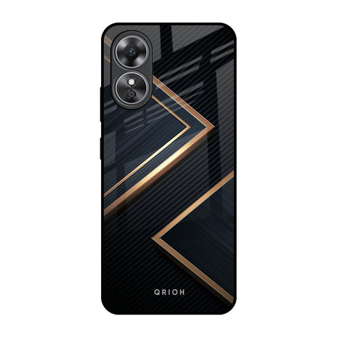 Sleek Golden & Navy Glossy Case for OPPO A17