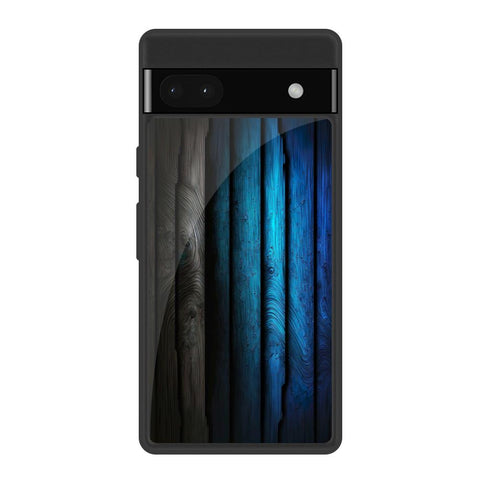 Grey & Blue Wooden Texture Glossy Case for Google Pixel 6a
