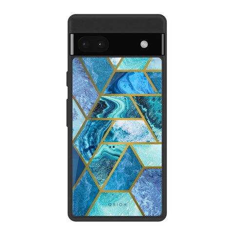 Turquoise Geometrical Marble Glossy Case for Google Pixel 6a