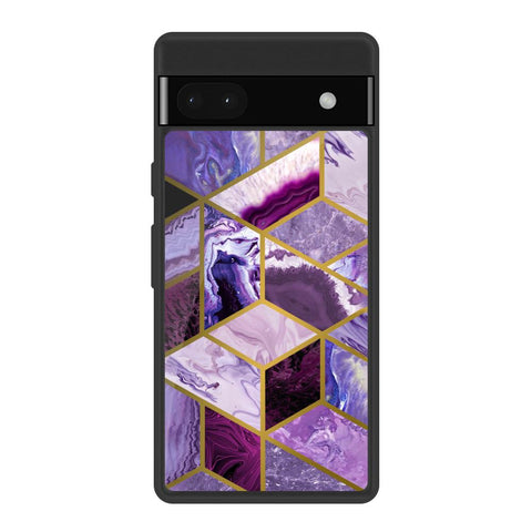 Purple Rhombus Marble Glossy Case for Google Pixel 6a