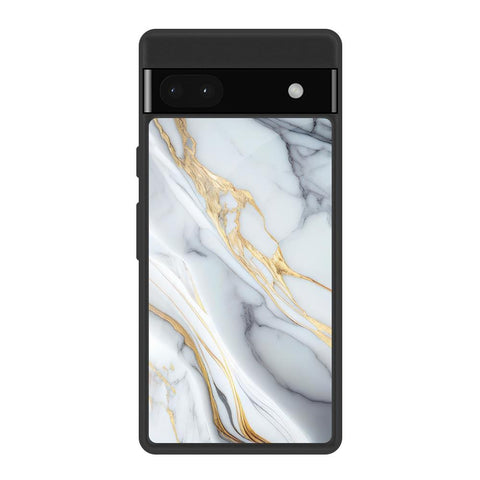 White Grey Marble Glossy Case for Google Pixel 6a