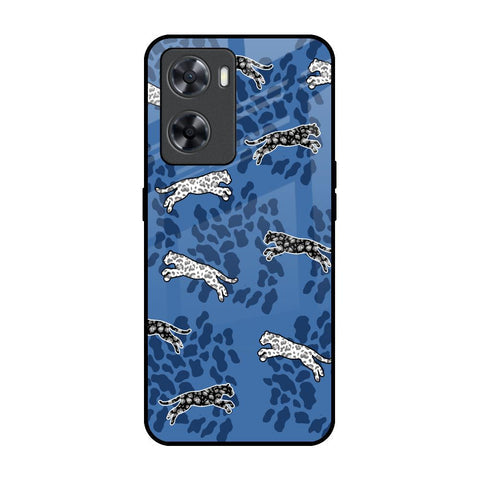 Blue Cheetah Glossy Case for OPPO A77s