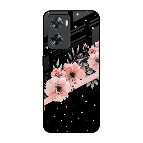 Floral Black Band Glossy Case For OPPO A77s