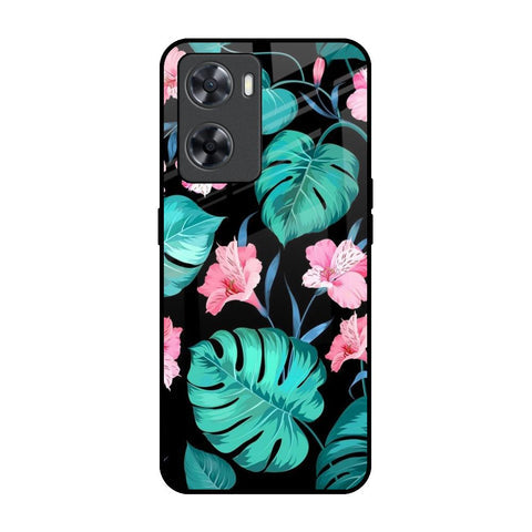 Tropical Leaves & Pink Flowers Glossy Case for OPPO A77s