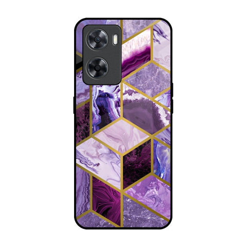 Purple Rhombus Marble Glossy Case for OPPO A77s