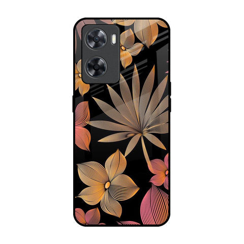 Lines Pattern Flowers Glossy Case for OPPO A77s