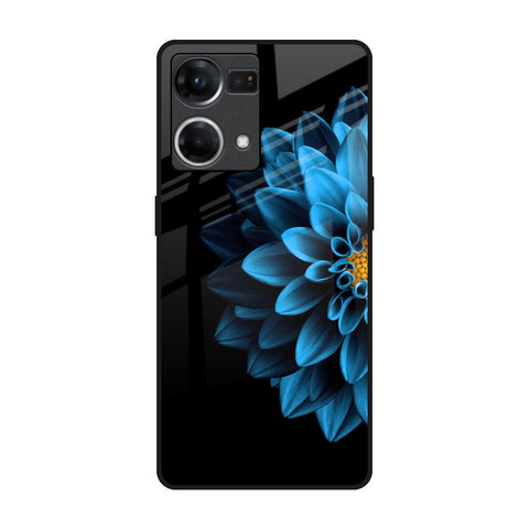Half Blue Flower Glossy Case for Oppo F21s Pro