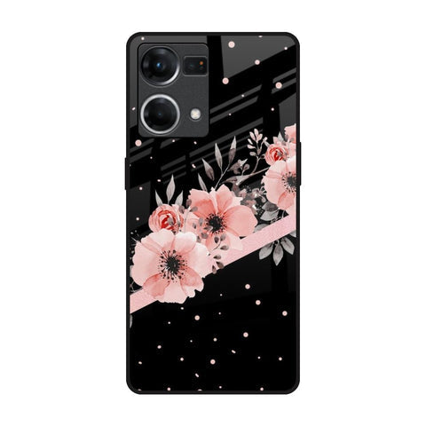 Floral Black Band Glossy Case For Oppo F21s Pro