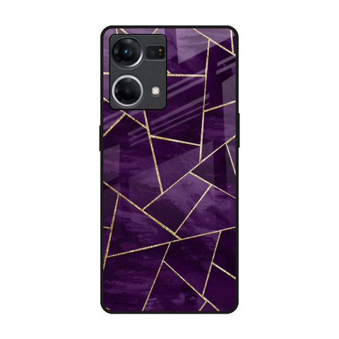 Geometric Purple Glossy Case For Oppo F21s Pro