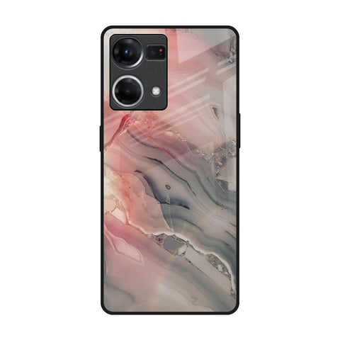 Pink And Grey Marble Glossy Case For Oppo F21s Pro
