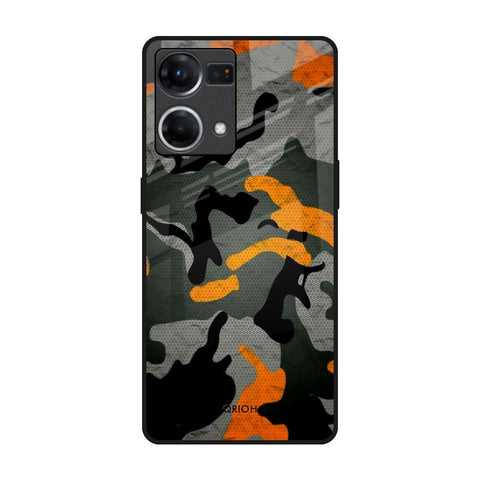 Camouflage Orange Glossy Case For Oppo F21s Pro