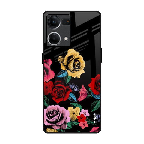 Floral Decorative Glossy Case For Oppo F21s Pro