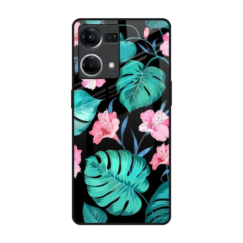 Tropical Leaves & Pink Flowers Glossy Case for Oppo F21s Pro