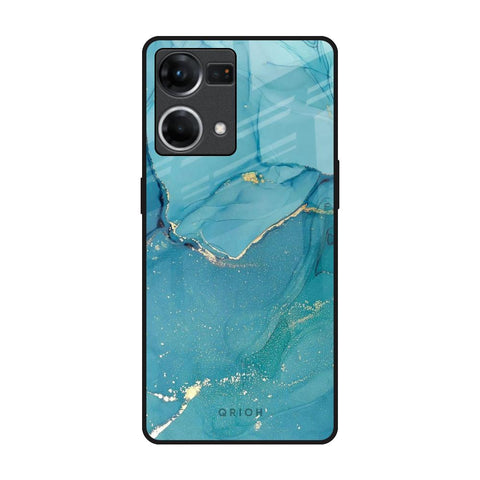 Blue Golden Glitter Glossy Case for Oppo F21s Pro