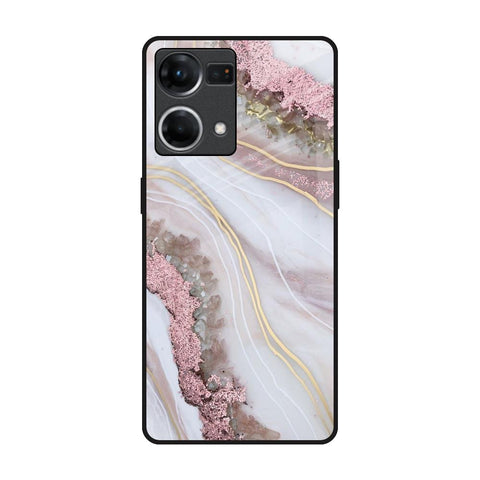 Pink & Gold Gllitter Marble Glossy Case for Oppo F21s Pro