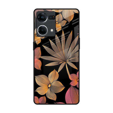 Lines Pattern Flowers Glossy Case for Oppo F21s Pro