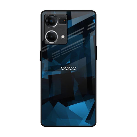Polygonal Blue Box Glossy Case For Oppo F21s Pro