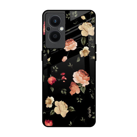 Black Spring Floral Glossy Case for Oppo F21s Pro 5G