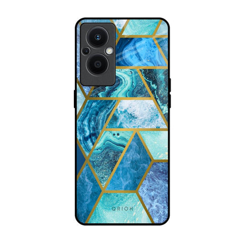 Turquoise Geometrical Marble Glossy Case for Oppo F21s Pro 5G