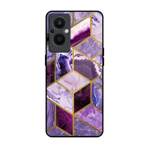 Purple Rhombus Marble Glossy Case for Oppo F21s Pro 5G