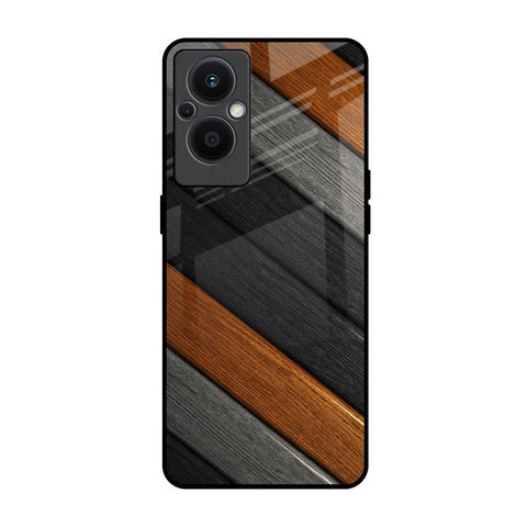 Tri Color Wood Glossy Case for Oppo F21s Pro 5G