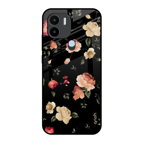 Black Spring Floral Glossy Case for Redmi A1 Plus