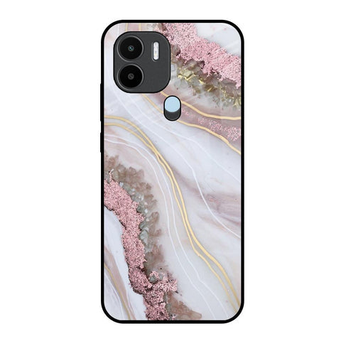 Pink & Gold Gllitter Marble Glossy Case for Redmi A1 Plus