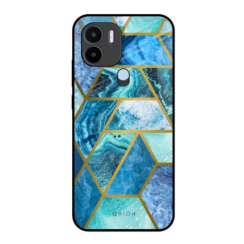 Turquoise Geometrical Marble Glossy Case for Redmi A1 Plus