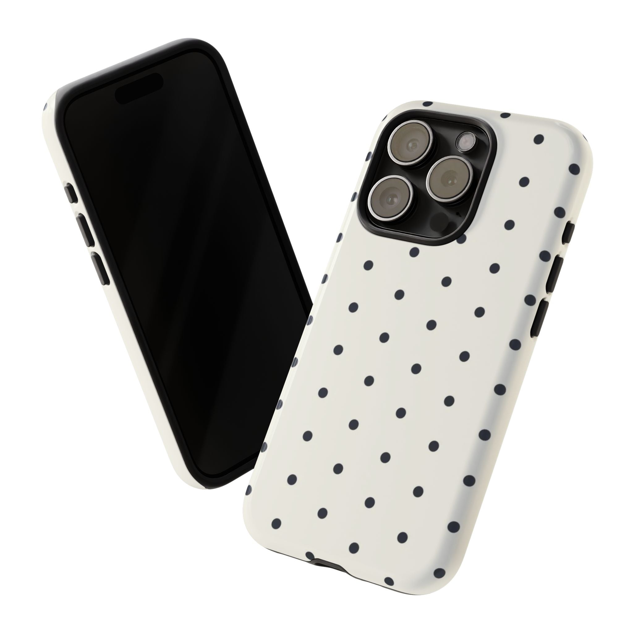 White Polka Dots Tough Case  Available For All iPhone Models