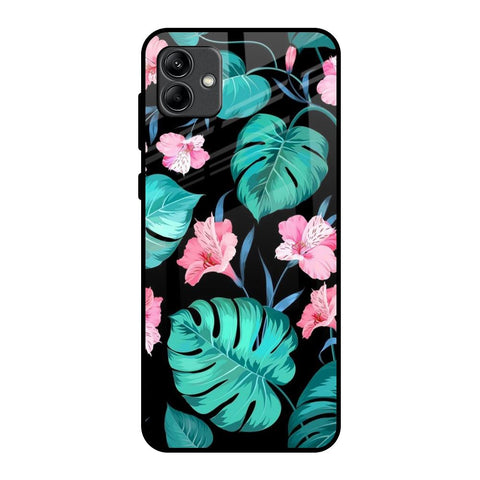 Tropical Leaves & Pink Flowers Glossy Case for Samsung Galaxy A04
