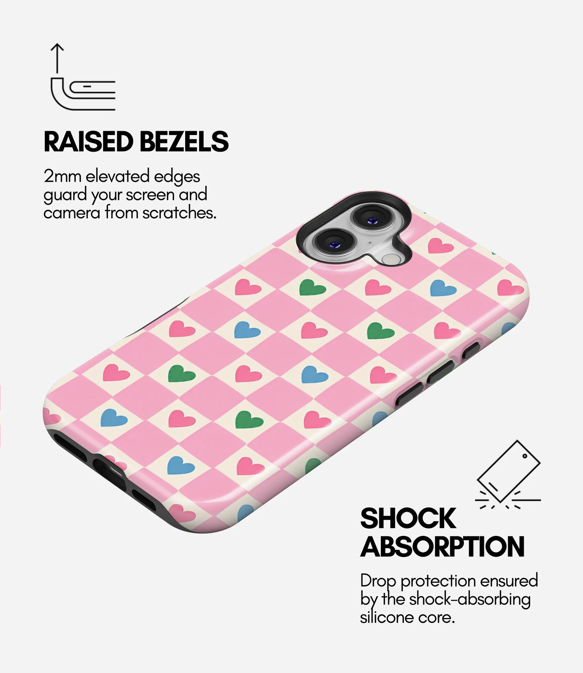 Love Grid Premium Tough Shining Phone Case (Double Layer) Available For All iPhone Models