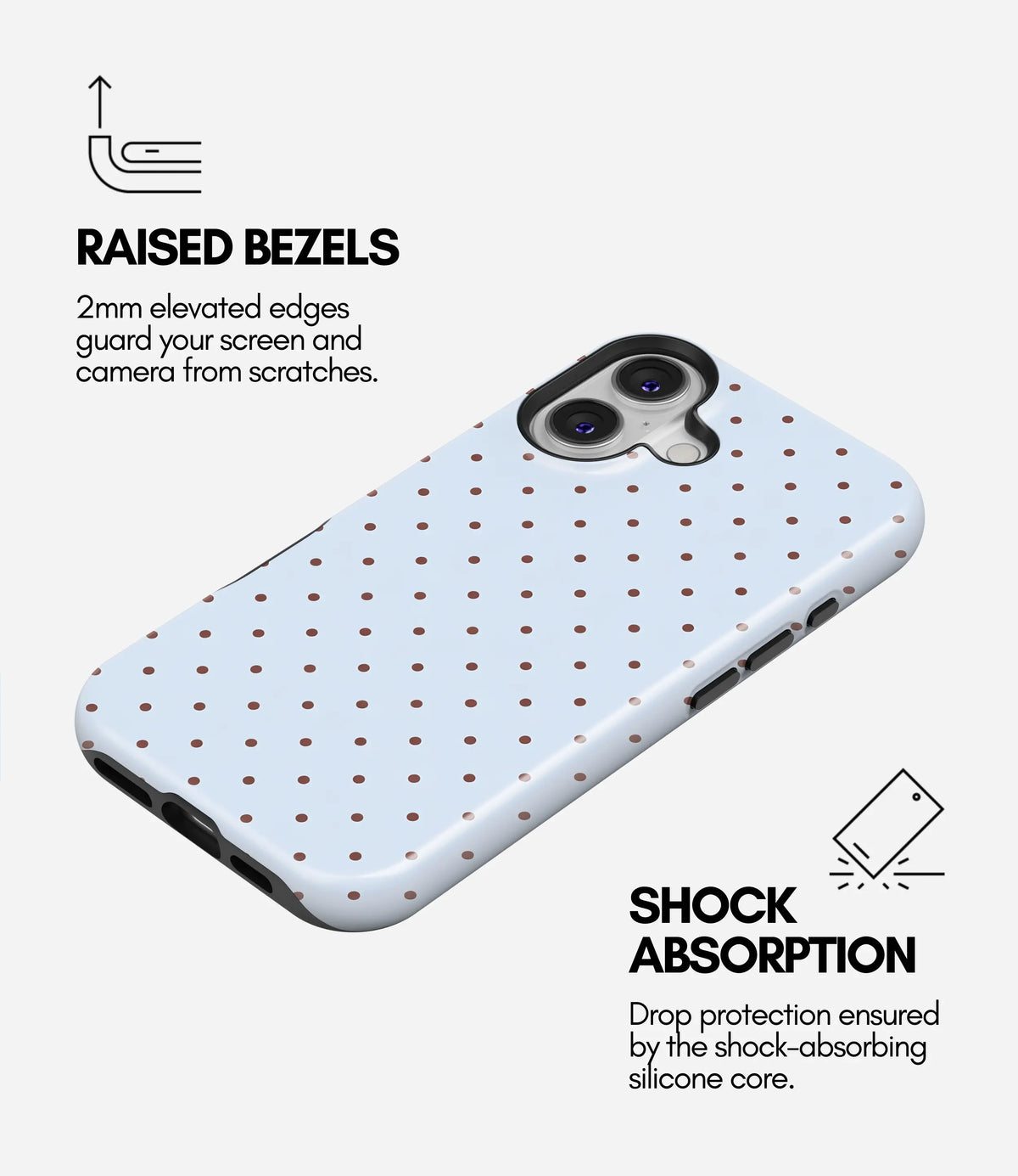 Blueberry Cocoa Dots Premium Tough Shining Phone Case (Double Layer) Available For All iPhone Models
