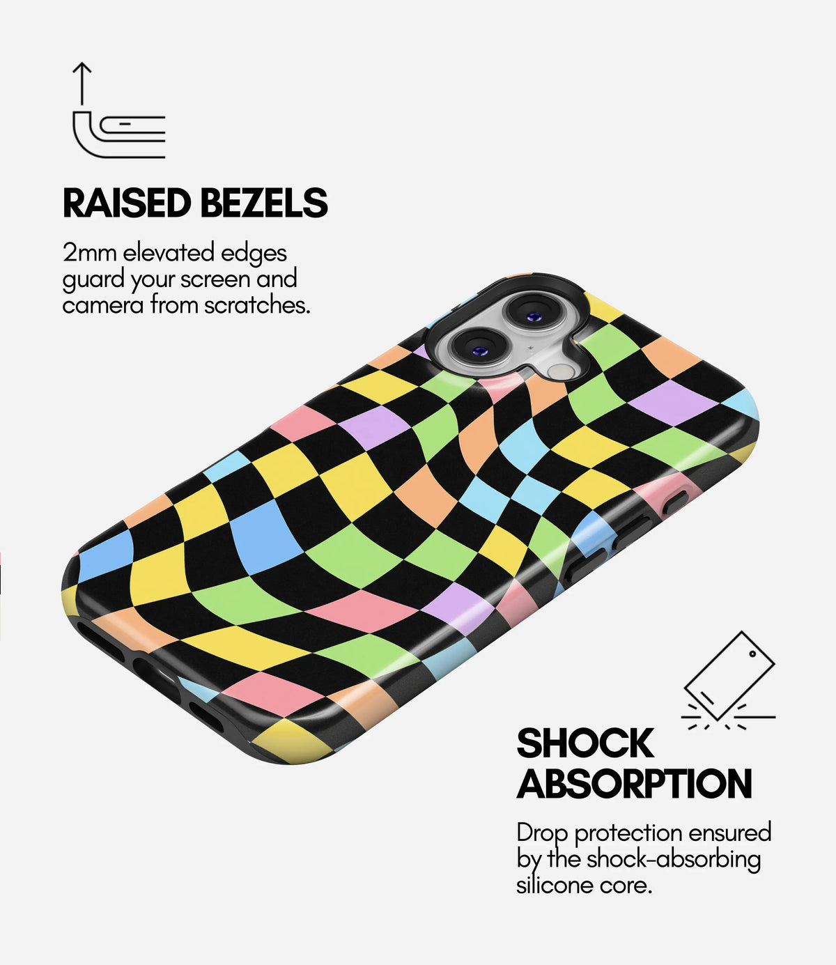 Candy Wave Check Premium Tough Shining Phone Case (Double Layer) Available For All iPhone Models