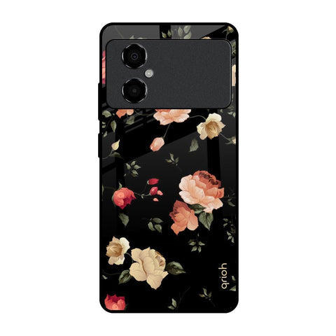 Black Spring Floral Glossy Case for Poco M4 5G