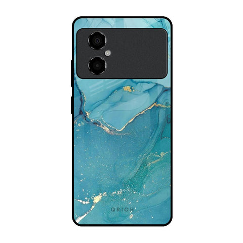 Blue Golden Glitter Glossy Case for Poco M4 5G